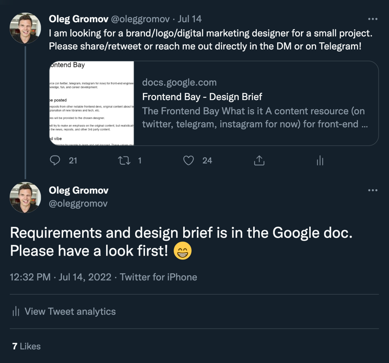 Just 30 minutes after the original tweet came out, it became apparent that people aren&rsquo;t reading my brief 🤨